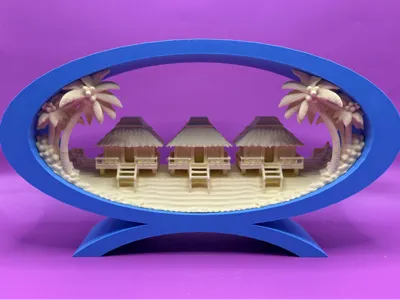 Tahiti Huts Cork Diorama